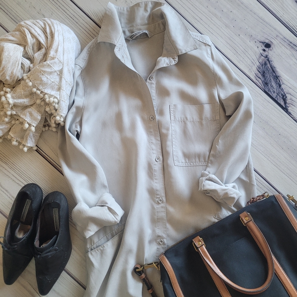 Zara Basic Shirt Dress - Picture 1 of 13